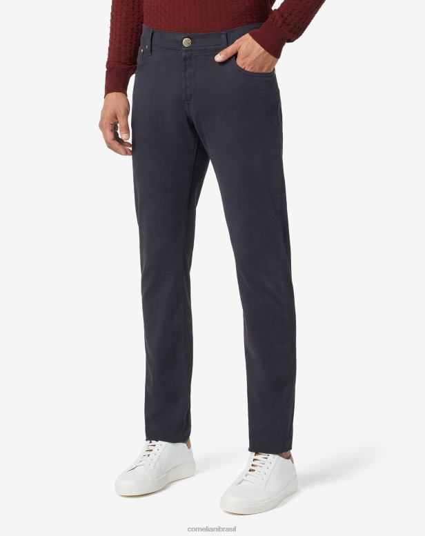 2200J370 homens Corneliani calça stretch gabardine com 5 bolsos azul marinho azul-marinho roupas