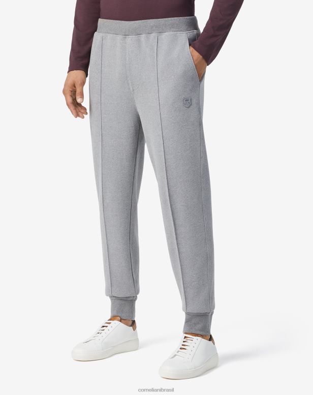 2200J372 homens Corneliani calça jogger soft touch cinza melange roupas