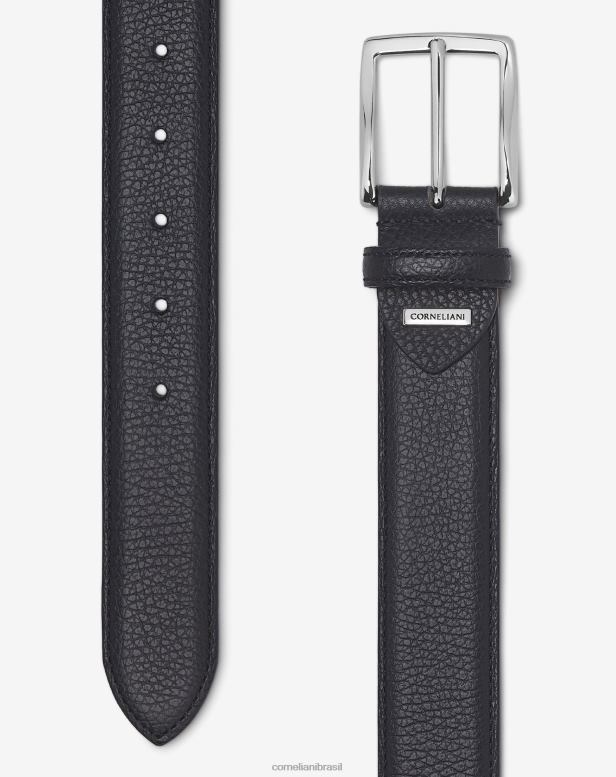 2200J375 homens Corneliani cinto de couro com estampa de camurça azul-marinho acessórios