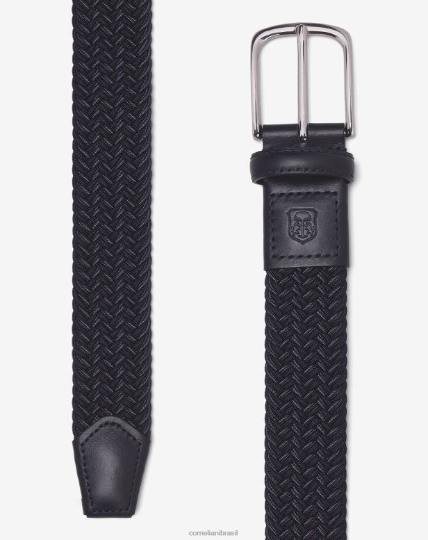 2200J377 homens Corneliani cinto de couro trançado azul-marinho acessórios