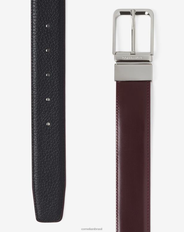 2200J382 homens Corneliani cinto de couro com estampa de alce azul-marinho acessórios