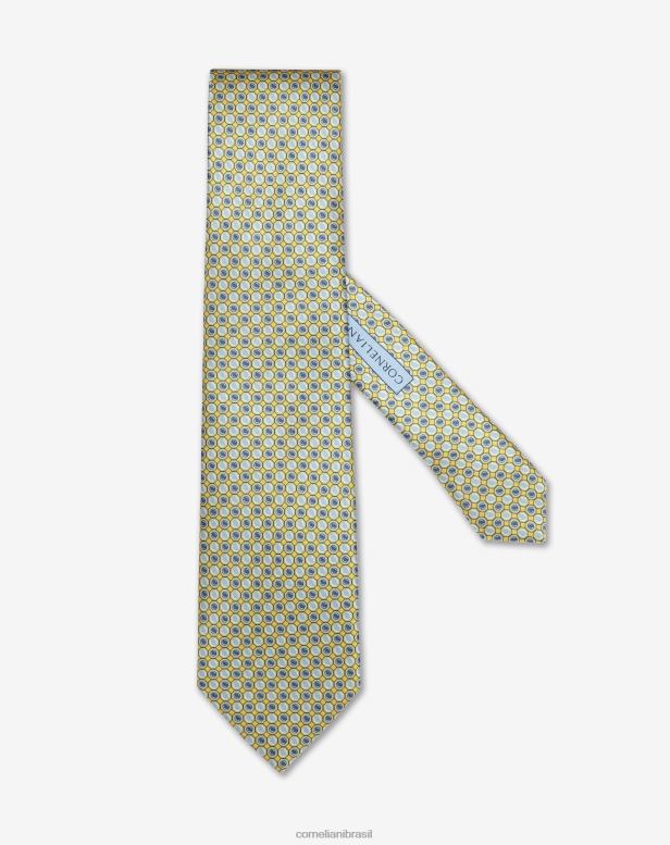 2200J386 homens Corneliani gravata de cetim estampada amarelo acessórios