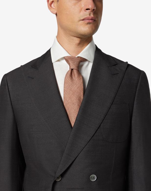 2200J387 homens Corneliani gravata de sarja de seda estampada marrom acessórios