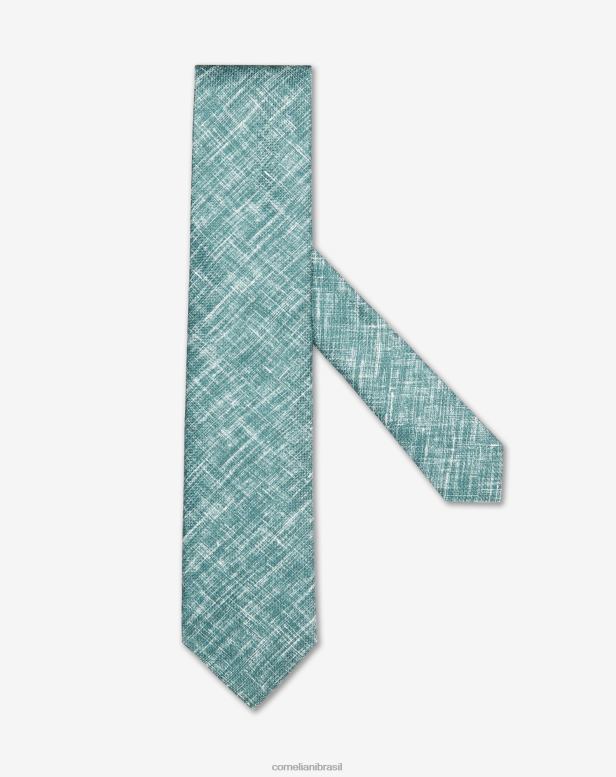 2200J388 homens Corneliani gravata de sarja de seda estampada verde acessórios
