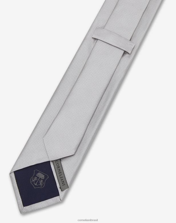 2200J39 homens Corneliani gravata de seda com micropadrão cinza pérola acessórios