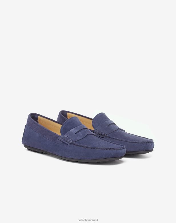 2200J400 homens Corneliani sapatos com sola de borracha em camurça azul sapato