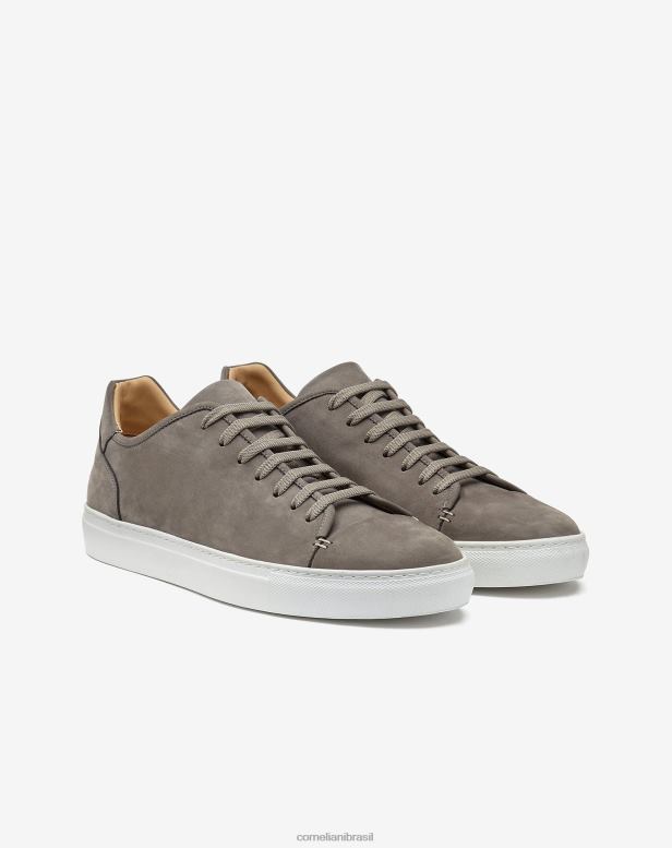 2200J404 homens Corneliani tênis nobuck cinza claro cinza claro sapato