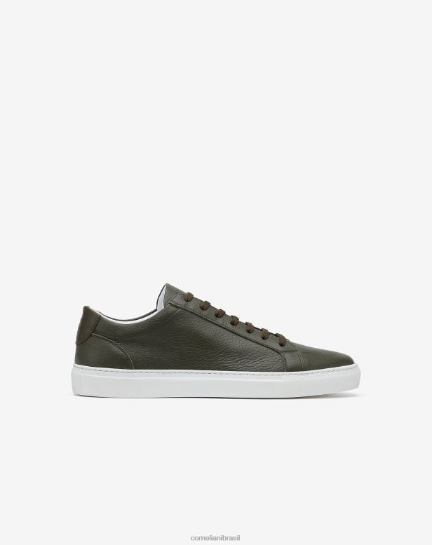 2200J407 homens Corneliani tênis de sola de látex de pele de veado verde sapato