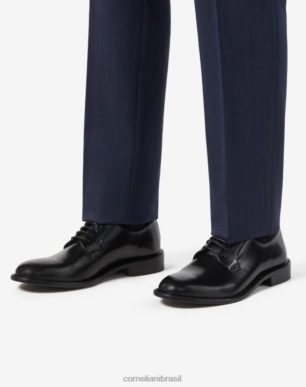 2200J41 homens Corneliani sapato derby couro de bezerro graduado preto sapato