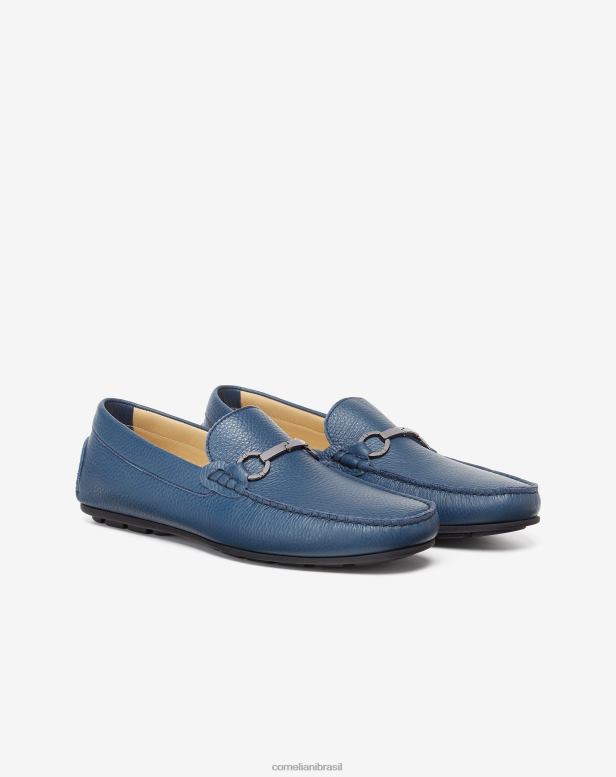 2200J415 homens Corneliani sapatos de motorista com estampa de pele de veado céu azul sapato