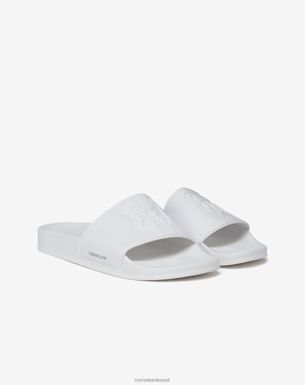 2200J422 homens Corneliani chinelos com logotipo branco sapato