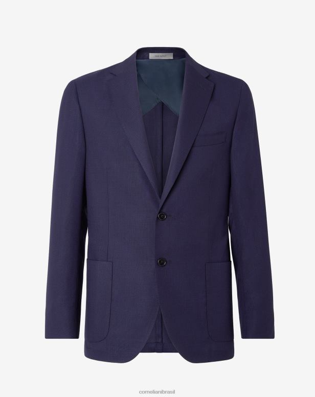 2200J50 homens Corneliani jaqueta de lã com dois botões azul roupas