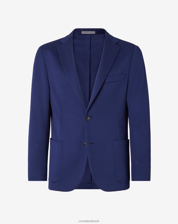 2200J52 homens Corneliani jaqueta de algodão e lã com dois botões azul roupas
