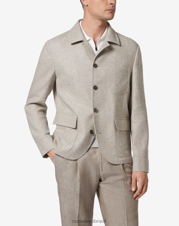 2200J53 homens Corneliani jaqueta circular em seda de lã de cânhamo orgânico bege roupas