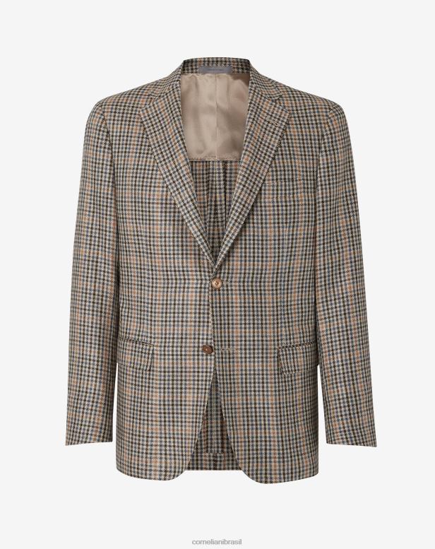 2200J54 homens Corneliani jaqueta de seda com dois botões bege natural roupas