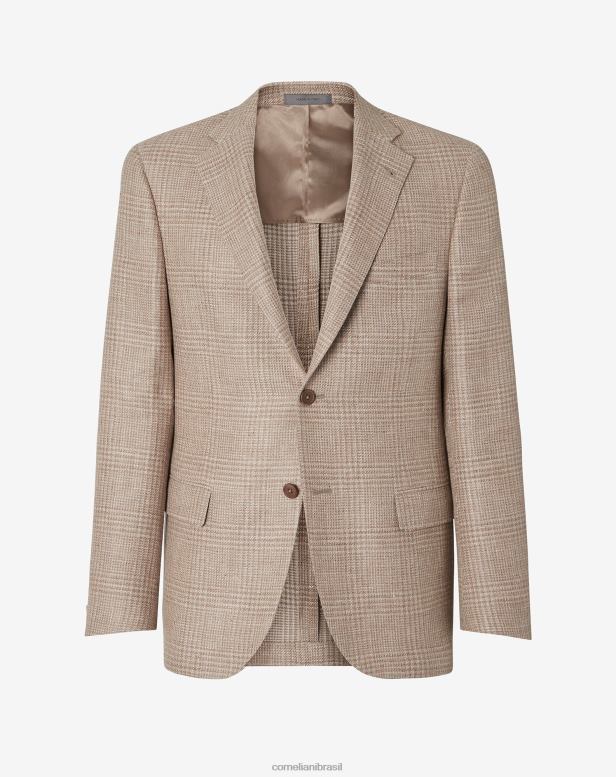 2200J58 homens Corneliani jaqueta de lã e linho com dois botões Siena roupas