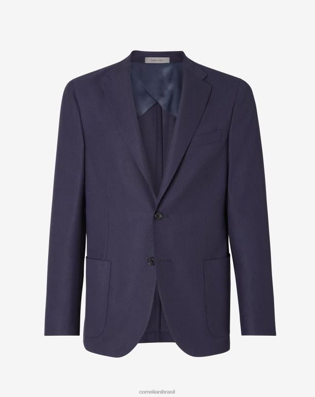 2200J59 homens Corneliani jaqueta hopsack wook de dois botões azul-marinho roupas