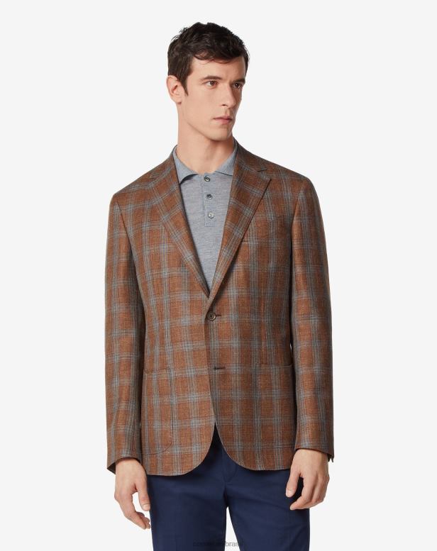 2200J74 homens Corneliani jaqueta de lã e linho com dois botões Siena roupas