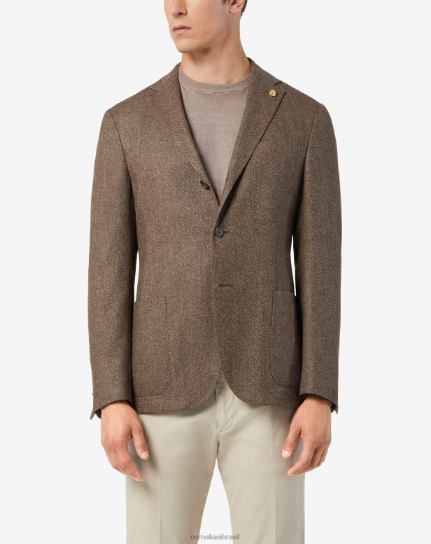 2200J75 homens Corneliani jaqueta de lã com três botões marrom roupas