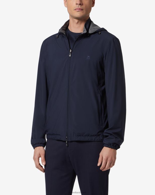 2200J78 homens Corneliani jaqueta de chuva reversível azul roupas