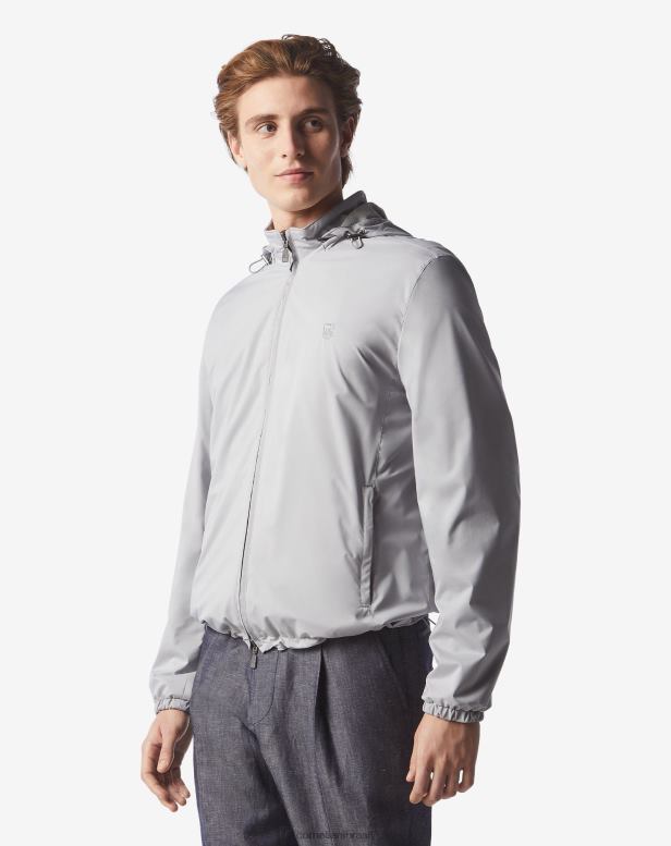 2200J79 homens Corneliani jaqueta reversível hidrorrepelente cinza roupas