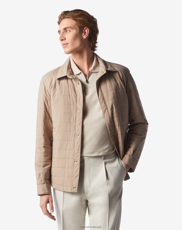 2200J80 homens Corneliani jaqueta acolchoada hidrorrepelente bege roupas