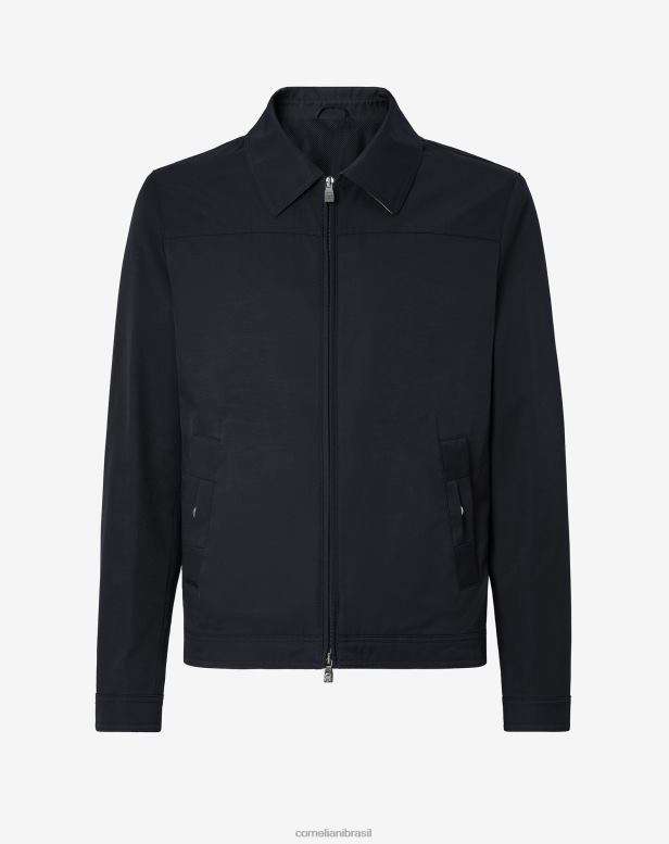 2200J84 homens Corneliani jaqueta de mistura de algodão azul roupas