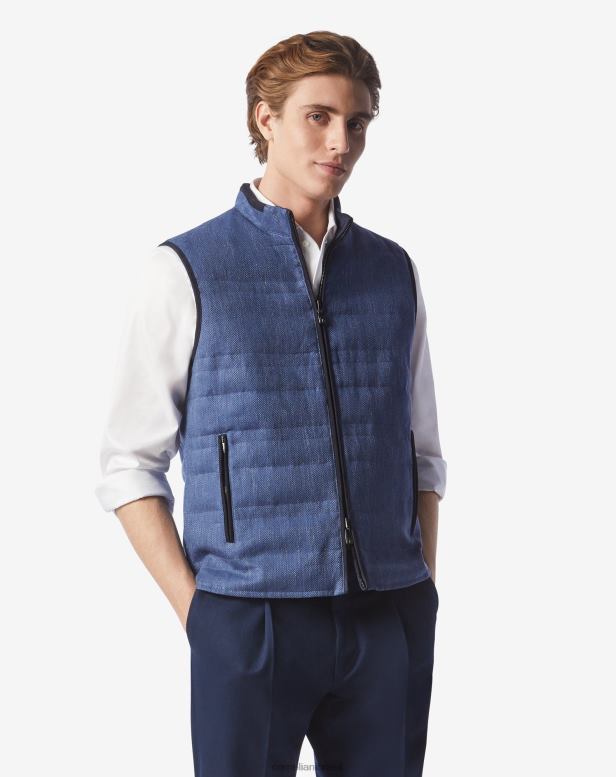 2200J89 homens Corneliani colete reversível com enchimento de penugem azul-marinho roupas