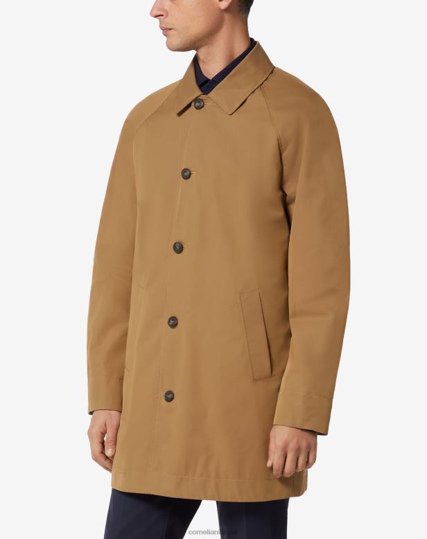2200J90 homens Corneliani trench coat de mistura de algodão cor mostarda roupas