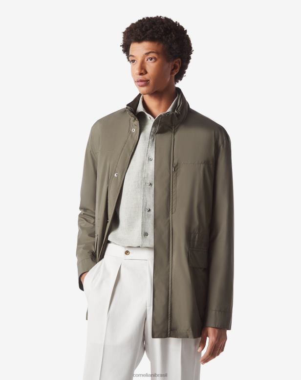 2200J91 homens Corneliani cabana em tecido hidrorrepelente verde roupas