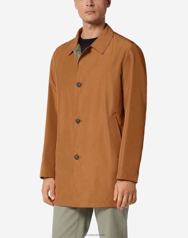 2200J93 homens Corneliani trench coat reversível em tecido reciclado bege roupas