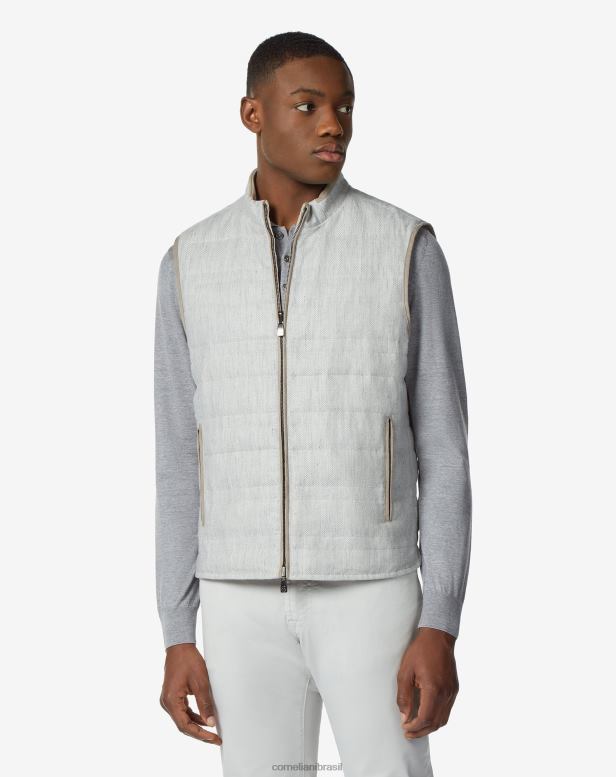 2200J95 homens Corneliani colete reversível em aço com enchimento de penugem cinza roupas