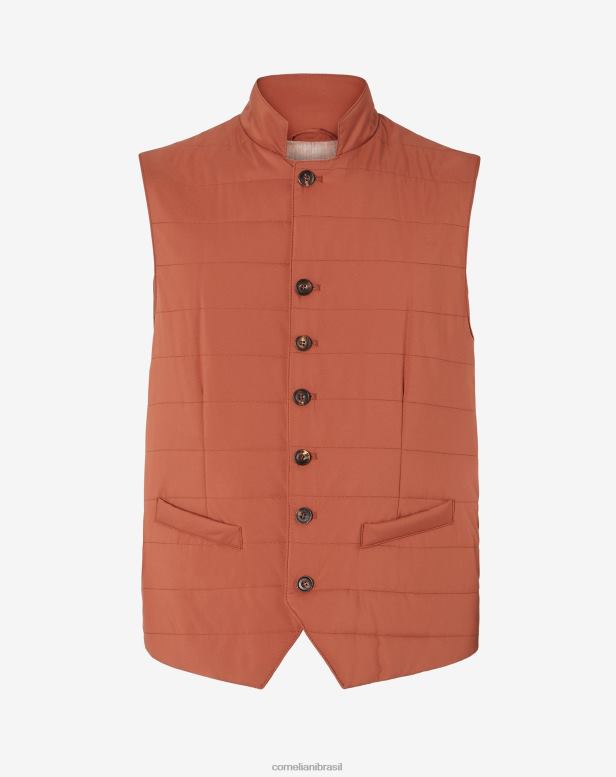 2200J97 homens Corneliani colete de nylon acolchoado com toque macio laranja escuro roupas