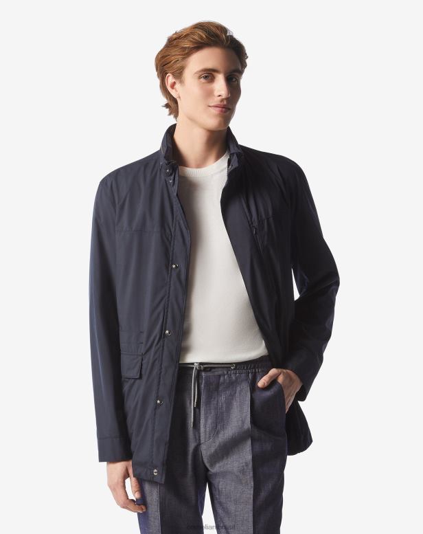 2200J98 homens Corneliani cabana em tecido hidrorrepelente azul-marinho roupas