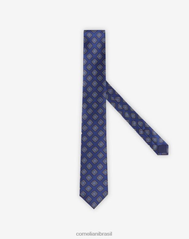 2200J389 homens Corneliani verifique o design da gravata impressa azul acessórios
