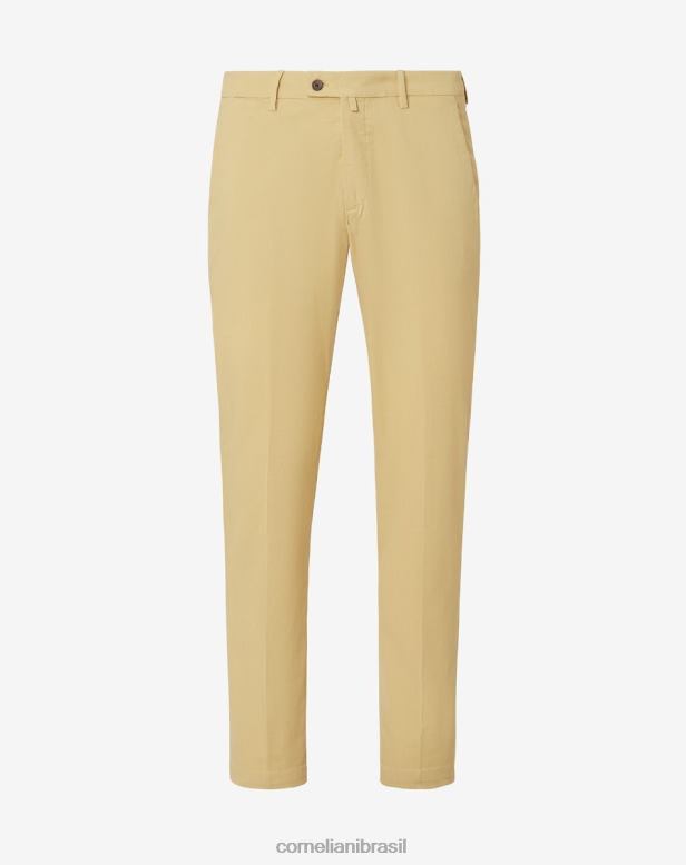 2200J312 homens Corneliani calça chino circular em algodão amarelo roupas