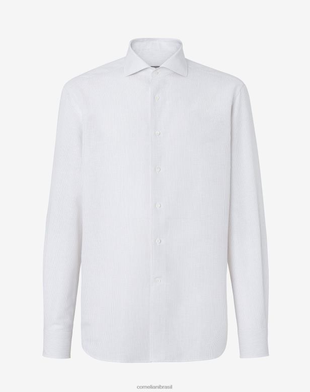 2200J191 homens Corneliani camisa de linho e algodão com estampa areia roupas