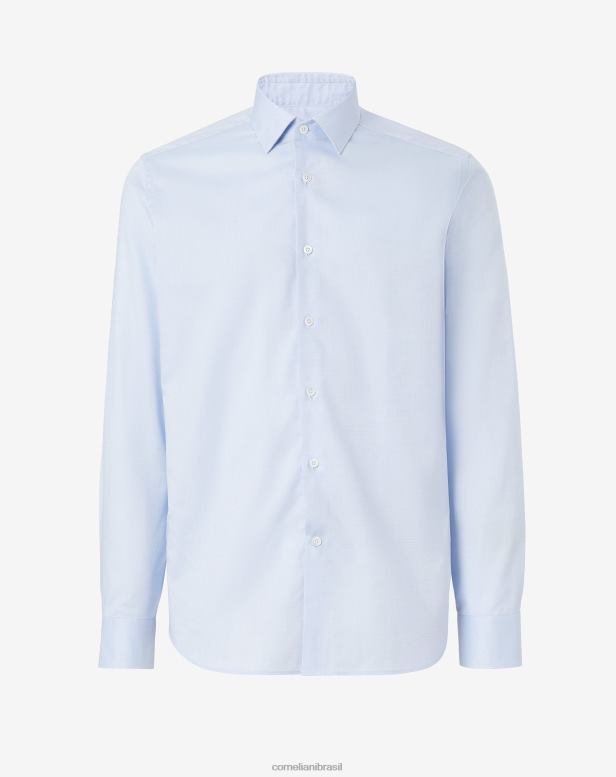 2200J202 homens Corneliani camisa lisa azul claro roupas