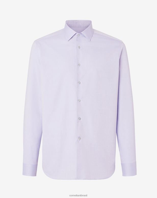 2200J220 homens Corneliani camisa de popelina de algodão lilás roupas