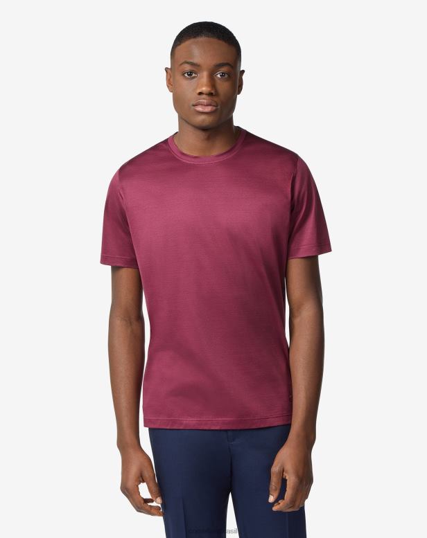 2200J297 homens Corneliani camiseta lisle algodão com gola redonda lavanda roupas