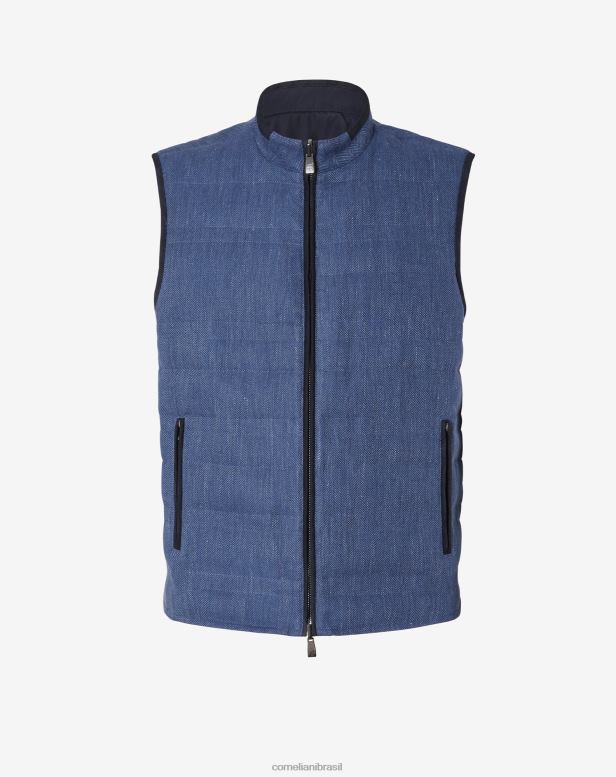 2200J89 homens Corneliani colete reversível com enchimento de penugem azul-marinho roupas