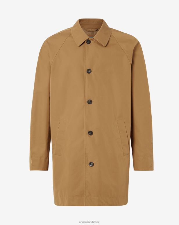 2200J90 homens Corneliani trench coat de mistura de algodão cor mostarda roupas