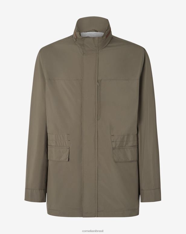 2200J91 homens Corneliani cabana em tecido hidrorrepelente verde roupas
