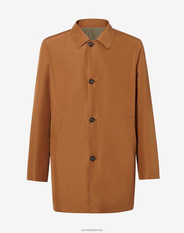 2200J93 homens Corneliani trench coat reversível em tecido reciclado bege roupas