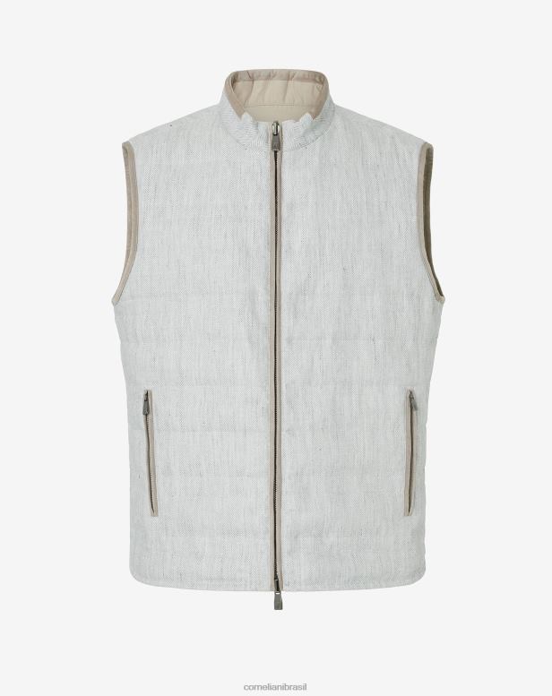 2200J95 homens Corneliani colete reversível em aço com enchimento de penugem cinza roupas