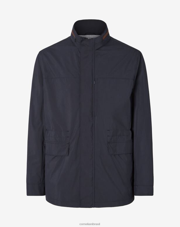 2200J98 homens Corneliani cabana em tecido hidrorrepelente azul-marinho roupas