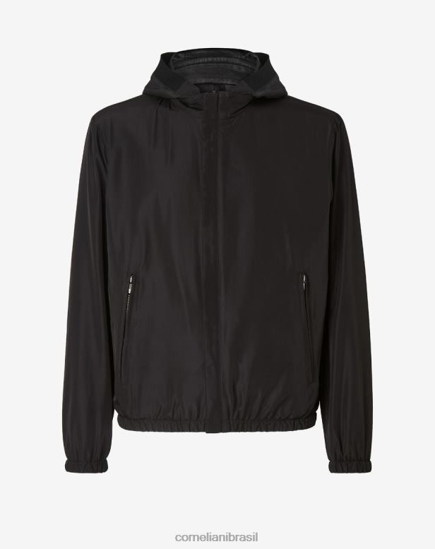 2200J105 homens Corneliani jaqueta reversível de couro nappa preto roupas