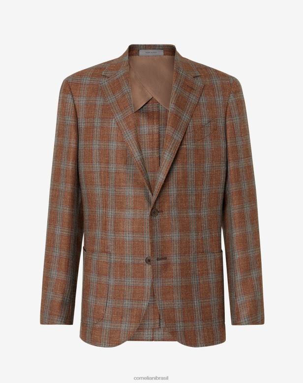 2200J74 homens Corneliani jaqueta de lã e linho com dois botões Siena roupas