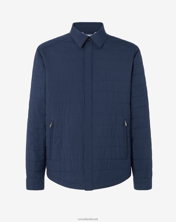 2200J87 homens Corneliani jaqueta acolchoada hidrorrepelente azul roupas
