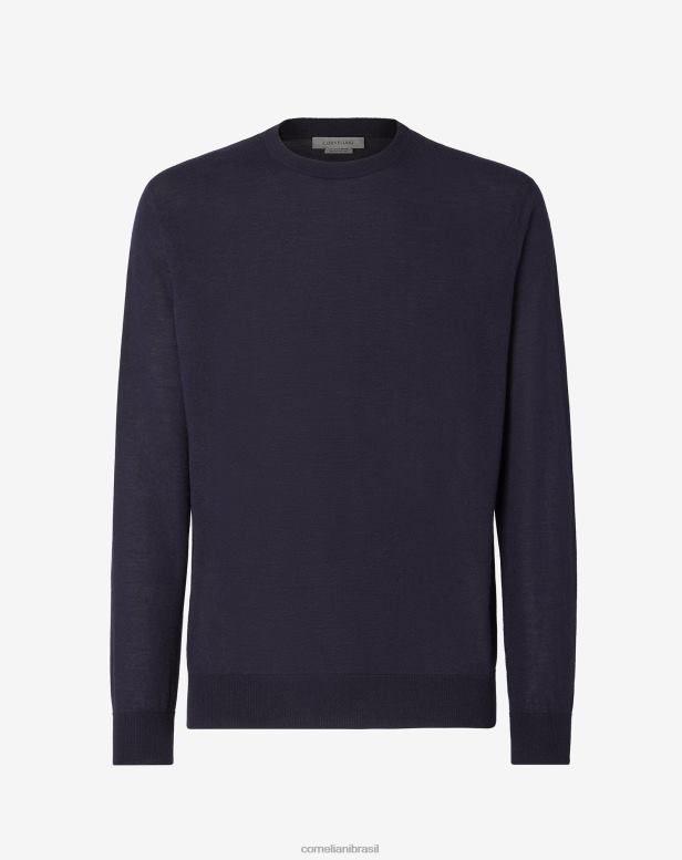 2200J133 homens Corneliani algodão e seda ultraleve azul-marinho roupas